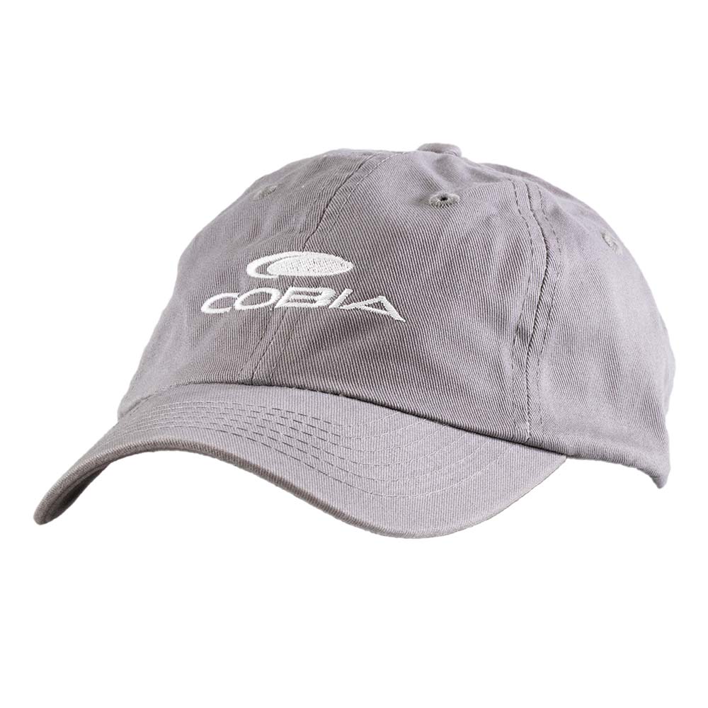 Gray baseball cap with a white COBIA logo embroidered on the front.