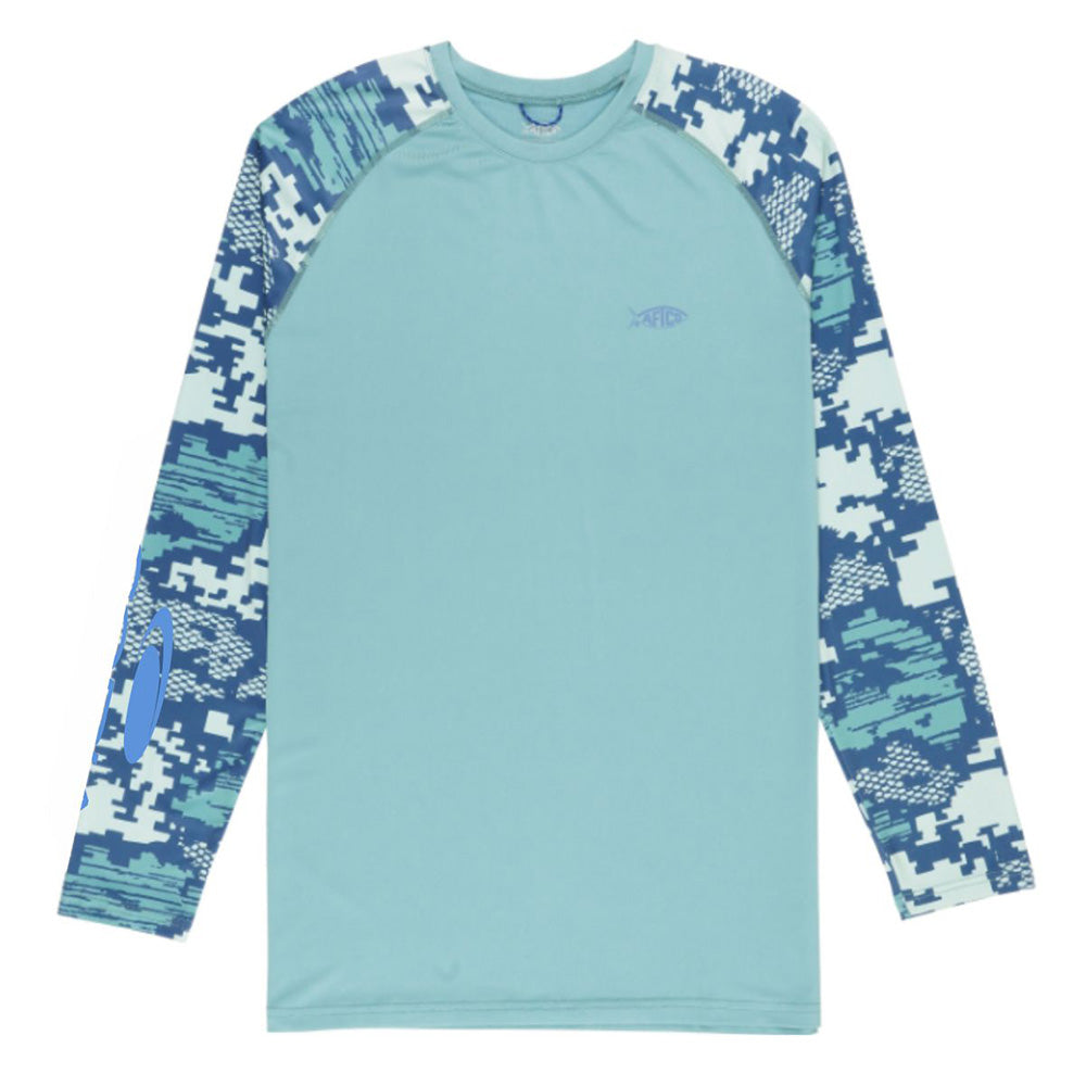 Cobia AFTCO Teal Digi Camo Tactical Performance Long Sleeve