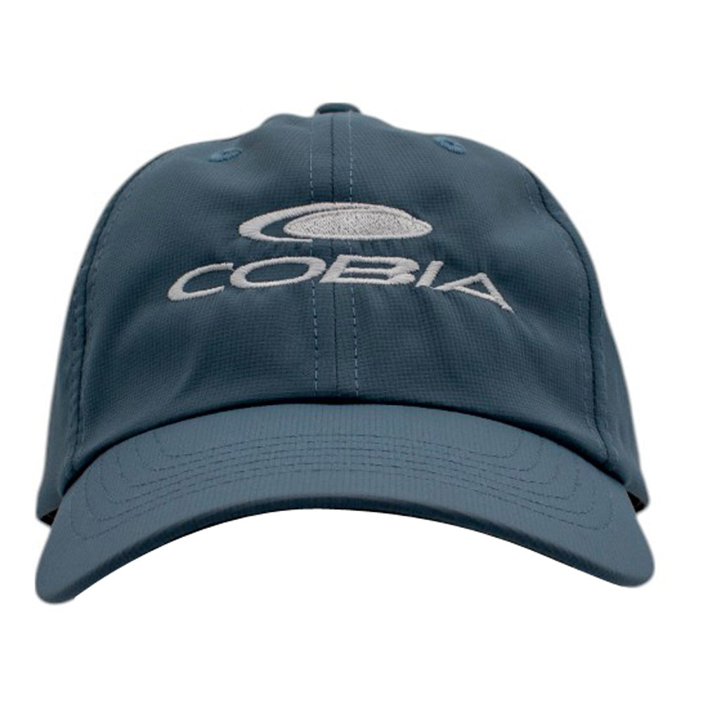 Blue baseball cap featuring the logo 'COBIA' in white text.