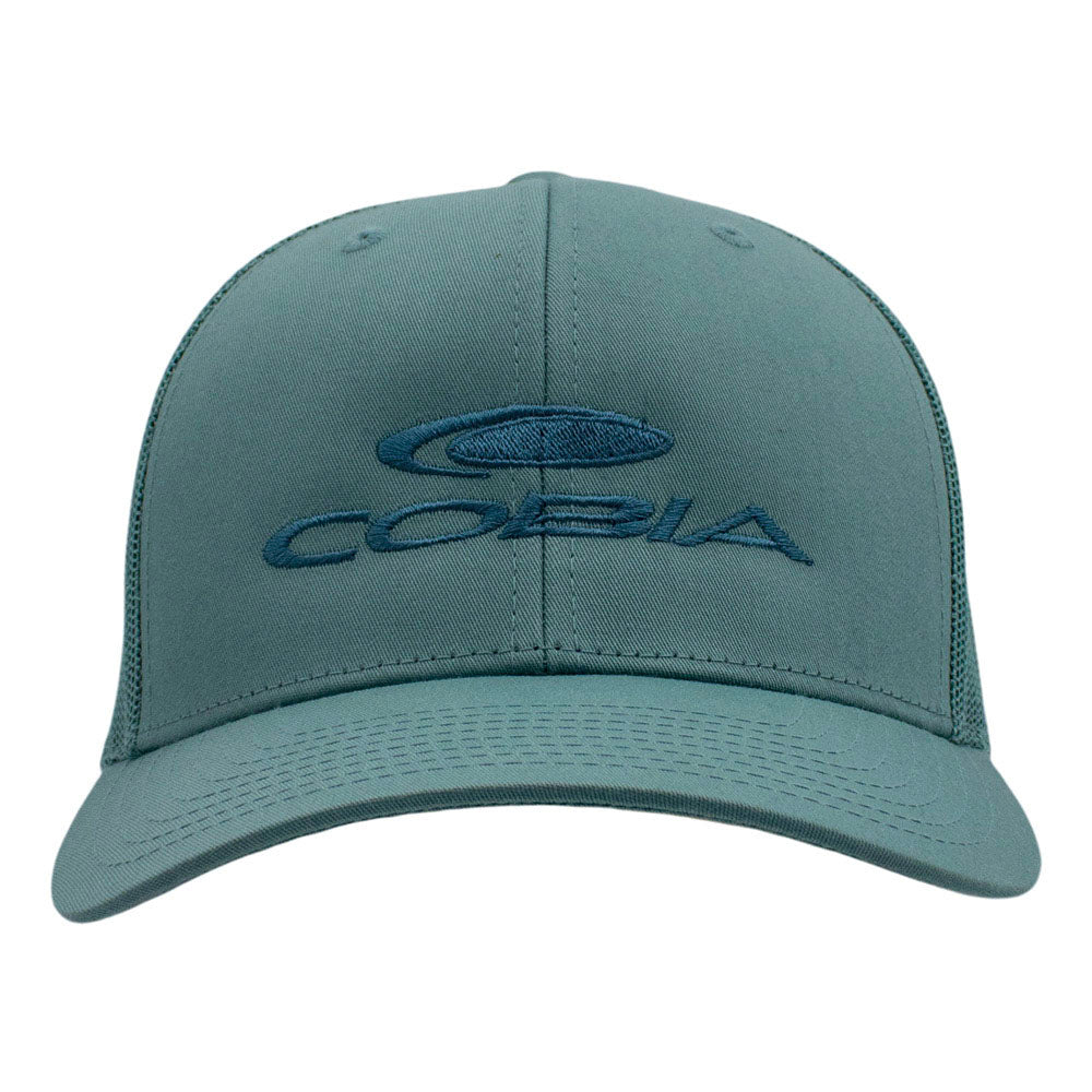 Blue cap with a cobia logo embroidered on the front.