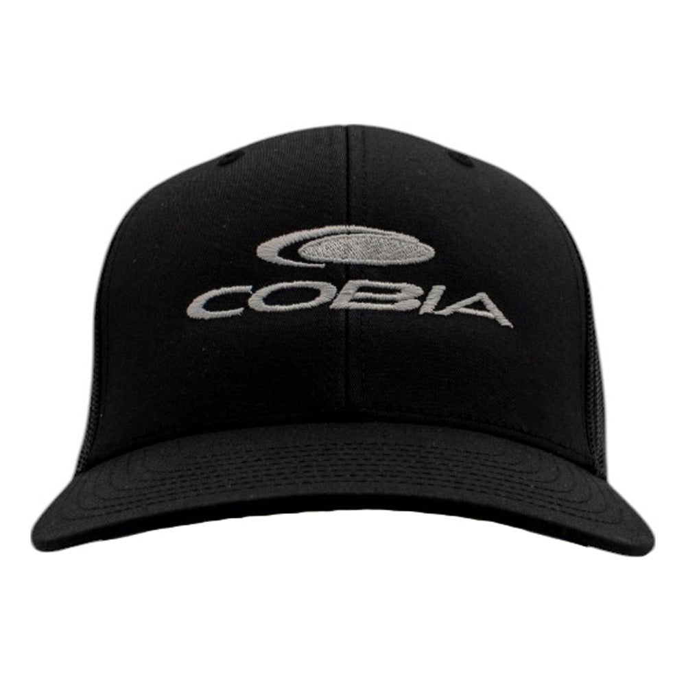 Black cap with COBIA logo sewn on the front. 