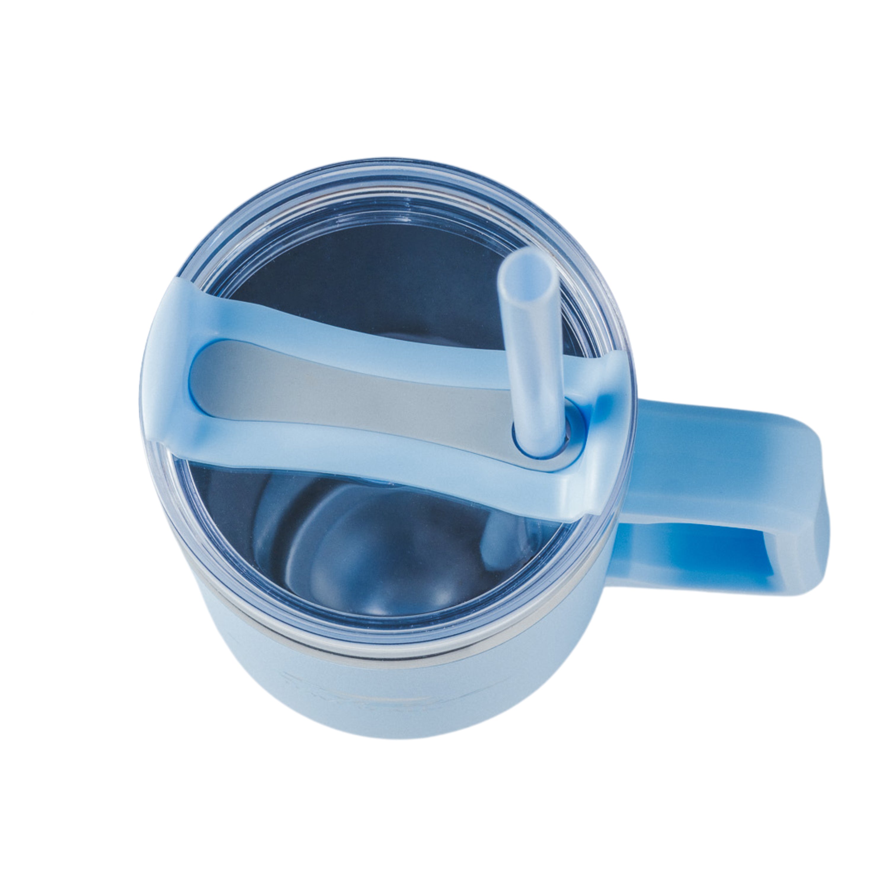 light blue tumbler top view