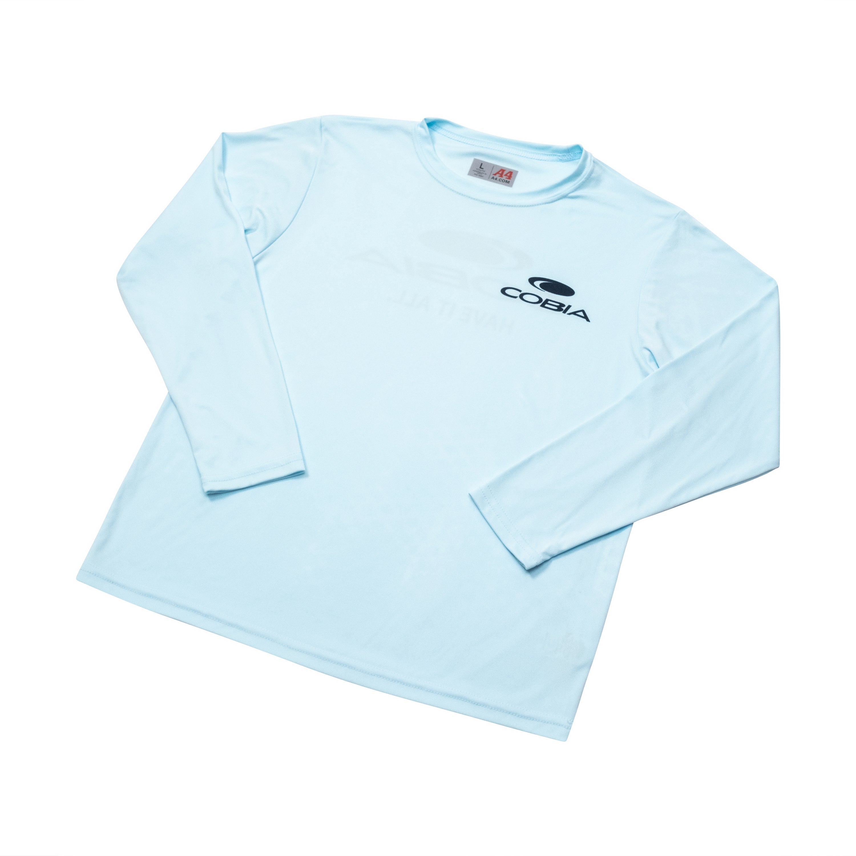 youth pastel blue performance long sleeve front
